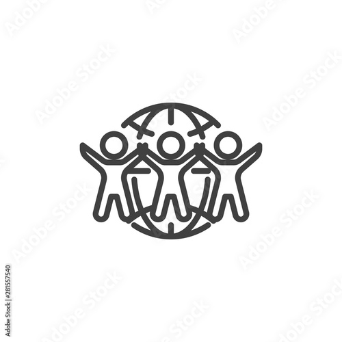 Globe and people line icon. linear style sign for mobile concept and web design. World charity outline vector icon. Symbol, logo illustration. Vector graphics Free Download Globe and people line icon. linear style sign for mobile concept and web design. World charity outline vector icon. Symbol, logo illustration. Vector graphics - GFXLoad
