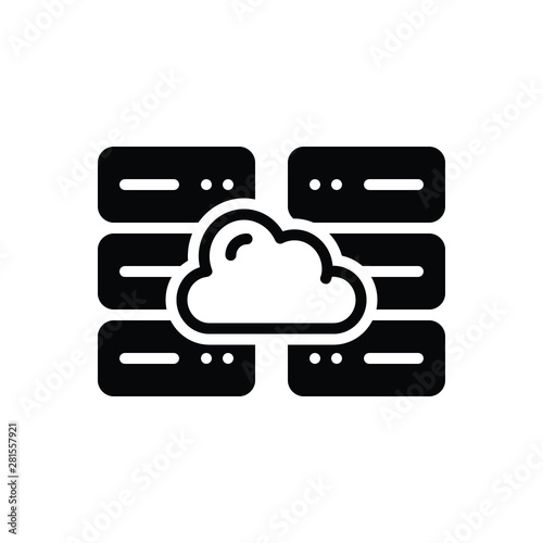 Black solid icon for cloud server 