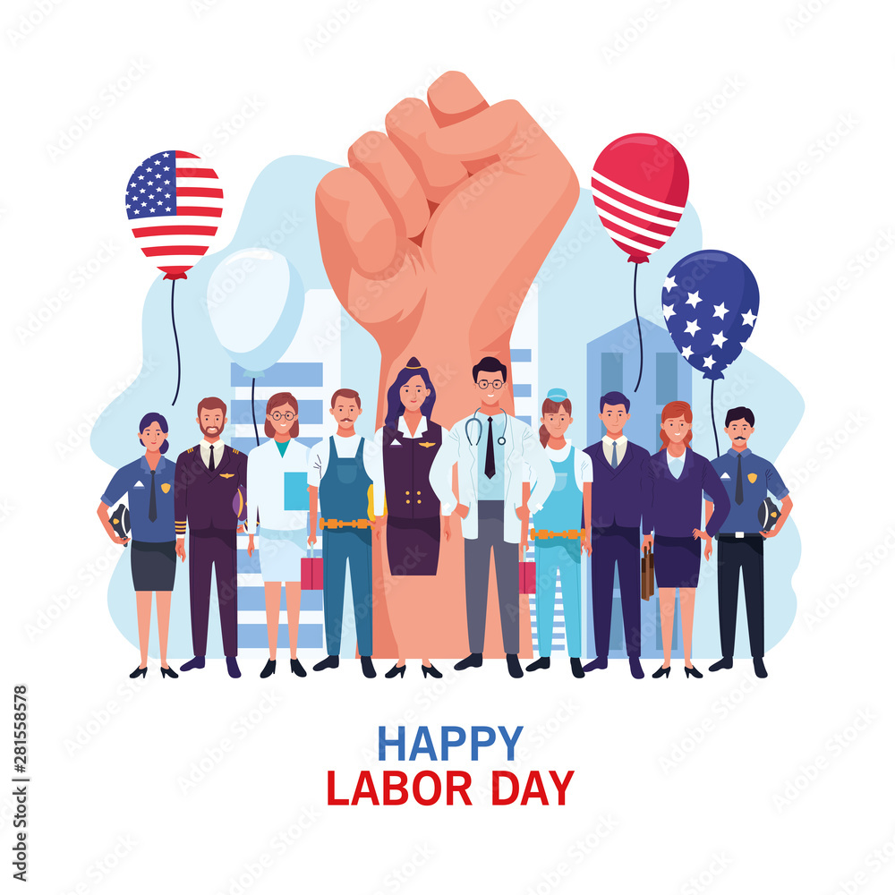 Happy labor day card, USA holiday - obrazy, fototapety, plakaty 