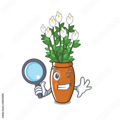 Detective peace lily put into cartoon pot