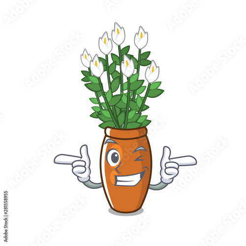 Wink peace lily put into cartoon pot