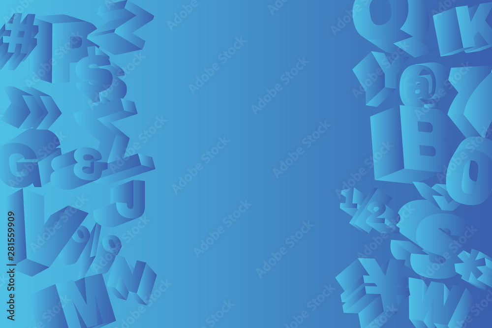 Fototapeta premium Modern universal abstract gradient blue background 3d letters for web, banner, print