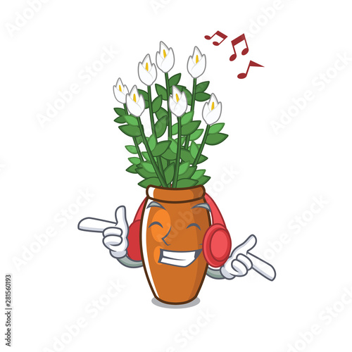 Listening music peace lily with the character shape