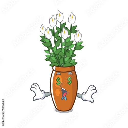 Money eye peace lily isolated with the mascot