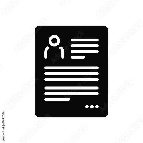 Black solid icon for resume  photo