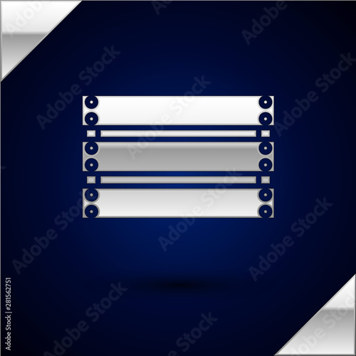 Silver Wooden box icon isolated on dark blue background. Grocery basket, storehouse crate. Empty wooden container for vegetables, products. Vector Illustration