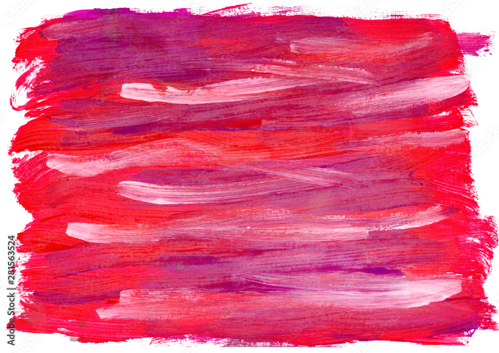 Red and purple watercolor splash background. Paint stains with spots, blots, grains, splashes on white. Colorful acrylic wallpaper.