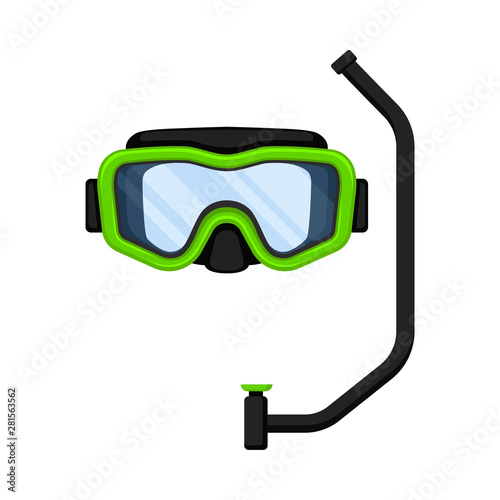 Green mask for swimming. Vector illustration on white background.