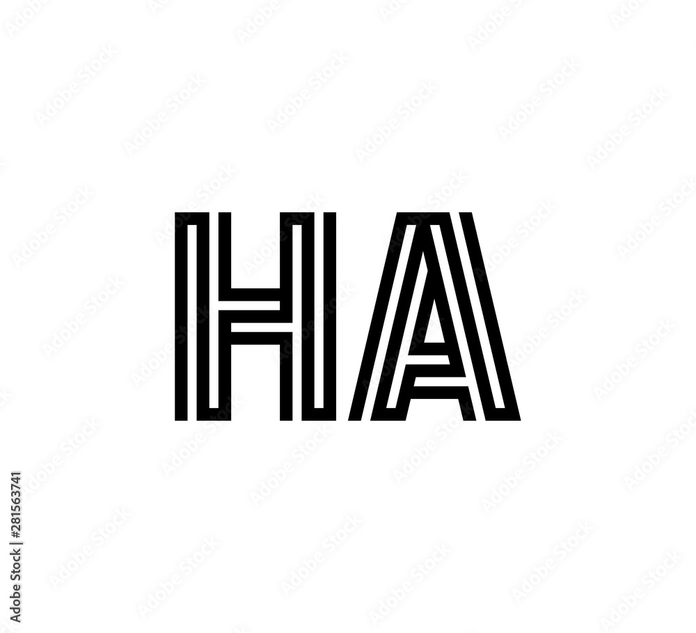 Initial two letter black line shape logo vector HA Initial two letter black line shape logo vector HA