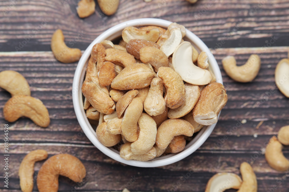A bowl with cashew nuts A bowl with cashew nuts