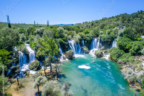 Aerial waterfall kravice  Bosnia  long exposure