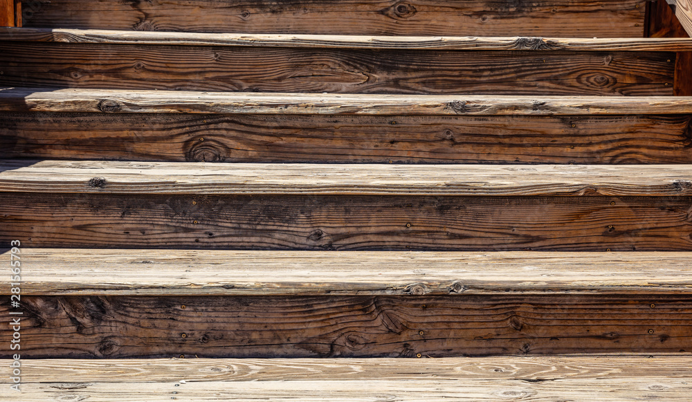 Naklejka premium Wooden steps old, going up, full texture background
