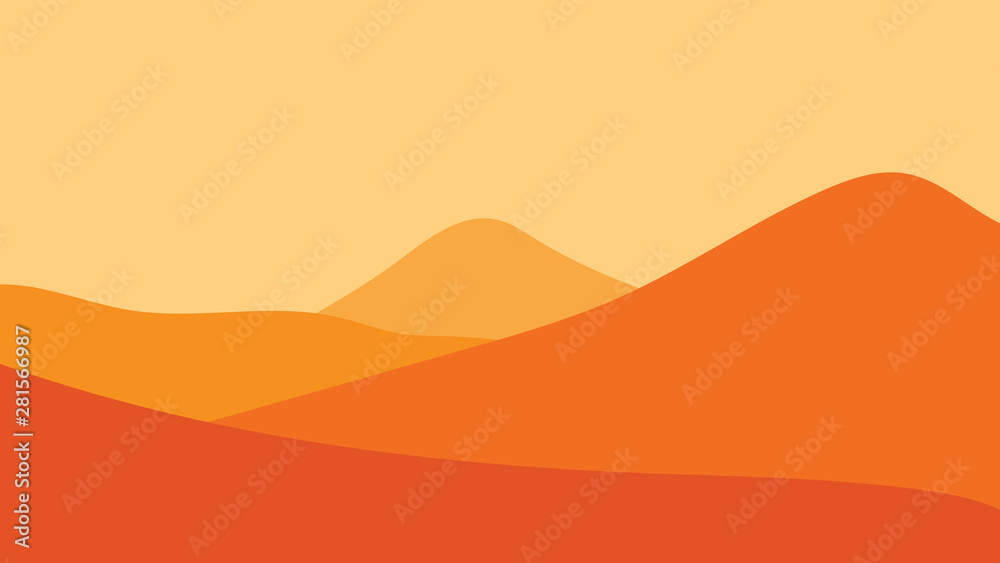 Flat landscape design vector illustration with desert Flat landscape design vector illustration with desert