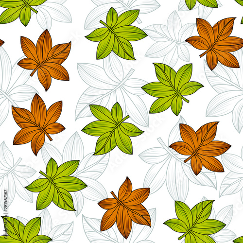 Seamless vector creative leaves pattern