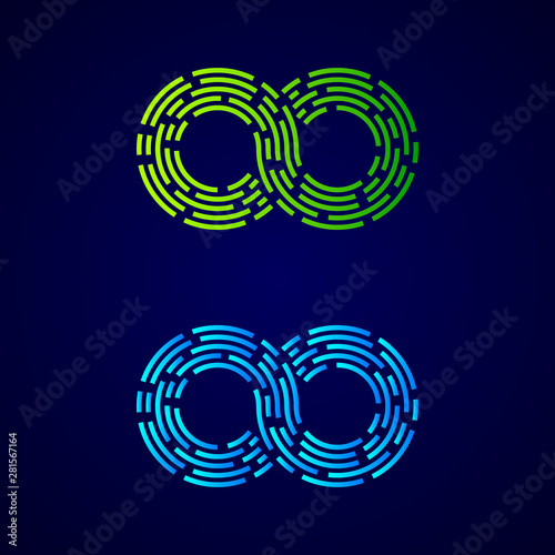 Infinity and Looped Colorful logo with Five Line Dots Square shape , Fast Speed and Delivery, Technology and Digital Connection concept for your Corporate identity