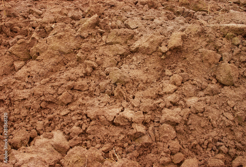 Brown soil, agricultural field background
