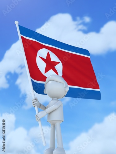 国旗を掲げる北朝鮮のスポーツ選手
