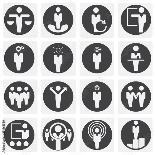 Business people icons set on background for graphic and web design. Simple illustration. Internet concept symbol for website button or mobile app.