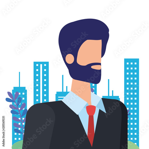 elegant businessman worker in the park