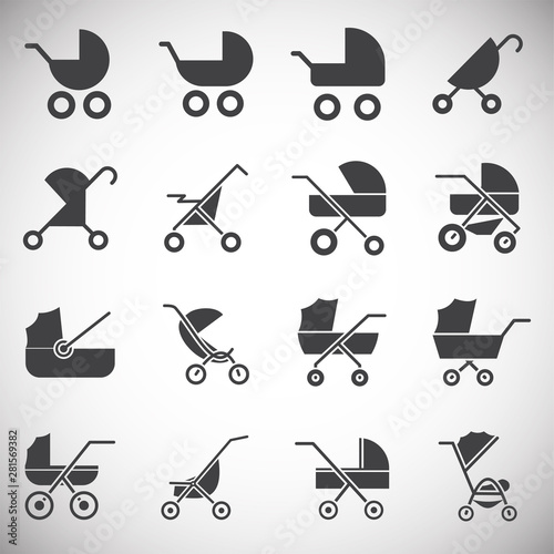 Stroller icons set on background for graphic and web design. Simple illustration. Internet concept symbol for website button or mobile app.