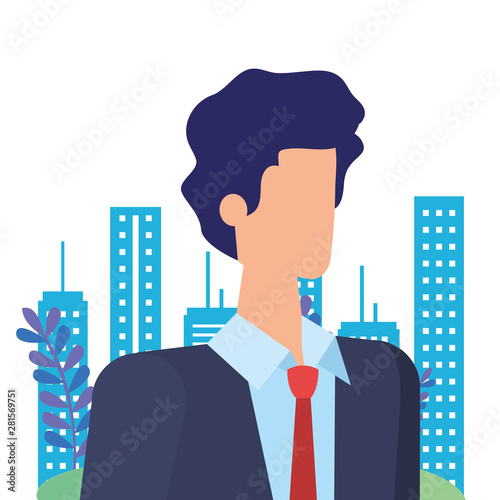 elegant businessman worker in the park