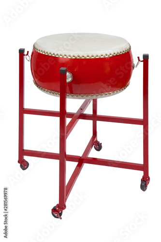 Chinese drum isolated on white background