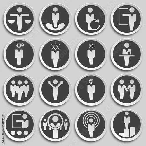Business people icons set on background for graphic and web design. Simple illustration. Internet concept symbol for website button or mobile app.