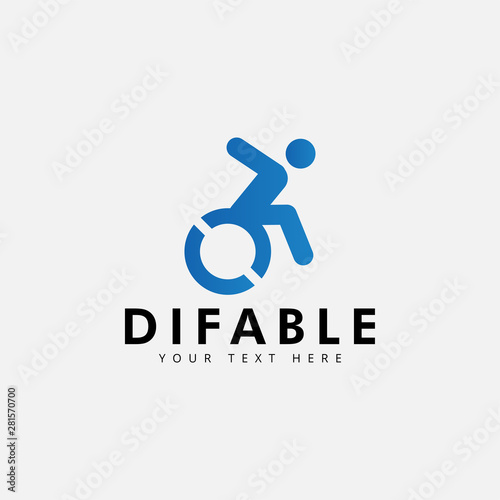 Difable different ability logo design template isolated photo