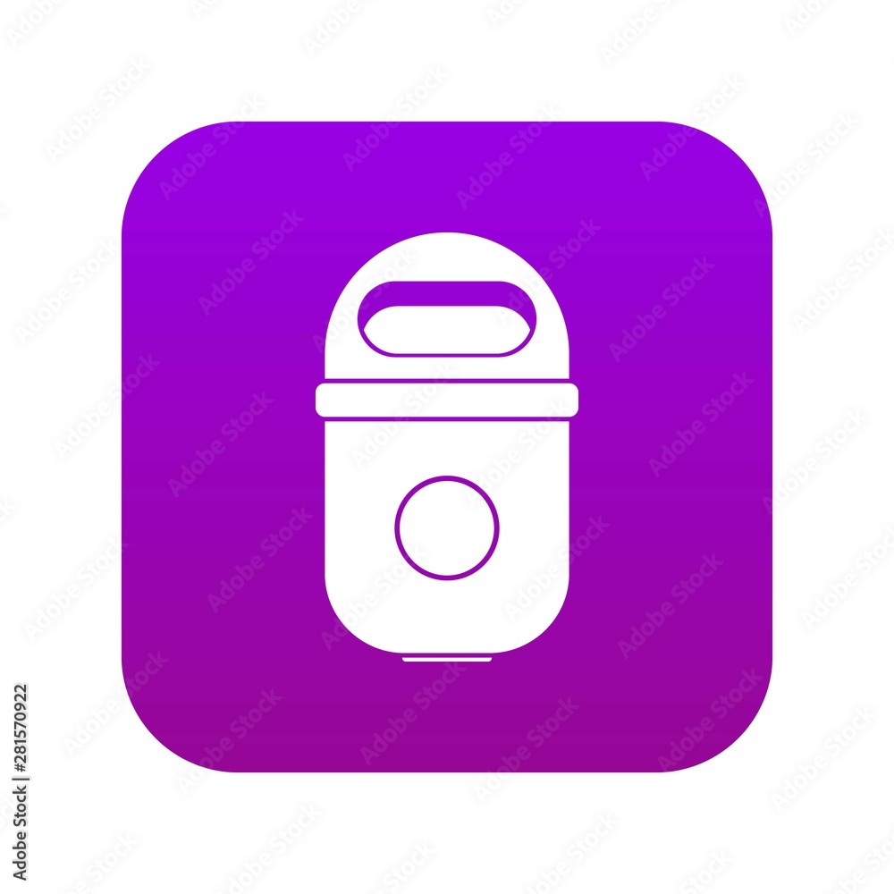 Trash can icon digital purple for any design isolated on white vector illustration Trash can icon digital purple for any design isolated on white vector illustration