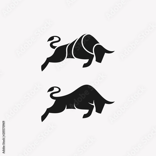 Abstract Bull Black Color Illustration Vector Template