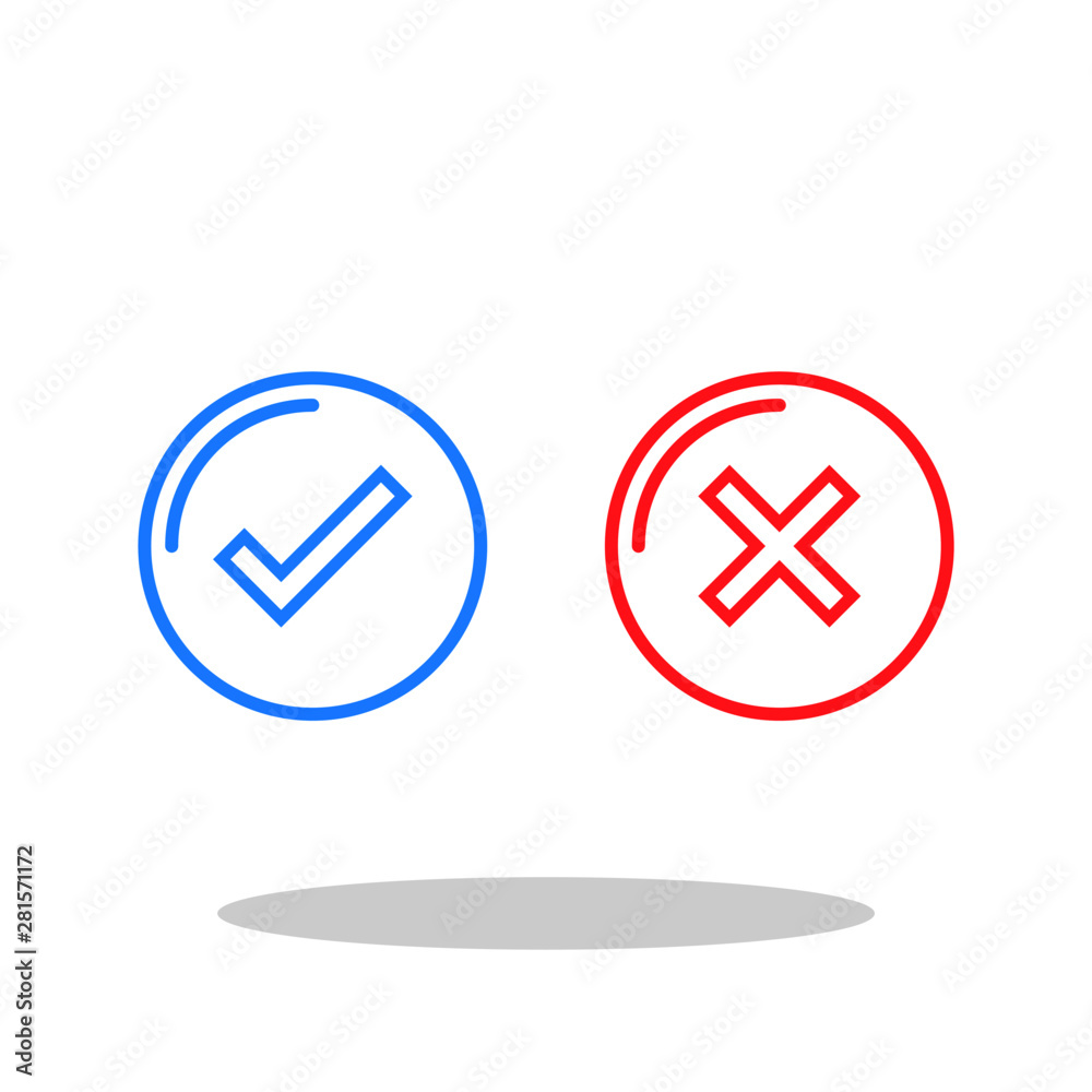 Check mark and X icon in trendy flat style. Yes No symbol for your web site design, logo, app, UI Vector EPS 10. - Vector Check mark and X icon in trendy flat style. Yes No symbol for your web site design, logo, app, UI Vector EPS 10. - Vector