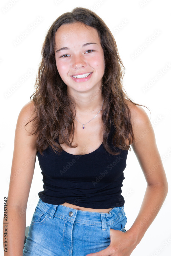 Portrait of a smiling young pretty fit teenager girl Portrait of a smiling young pretty fit teenager girl