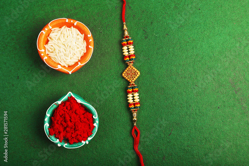 Canvas Print Traditional Indian Bracelet Calls Rakhi, Sister Ties On Brothers Wrist on the Oc