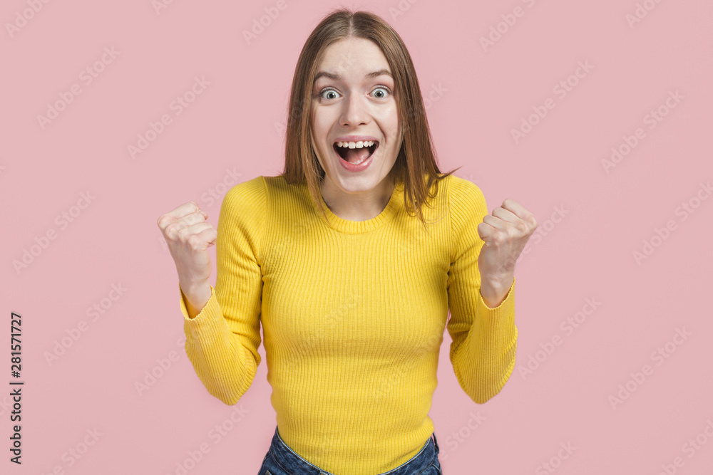 Girl expressing her happiness Girl expressing her happiness