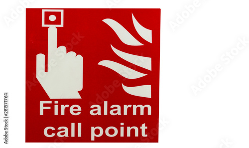  Fire alarm call point sign,in fire emergency situation,in a public place    
