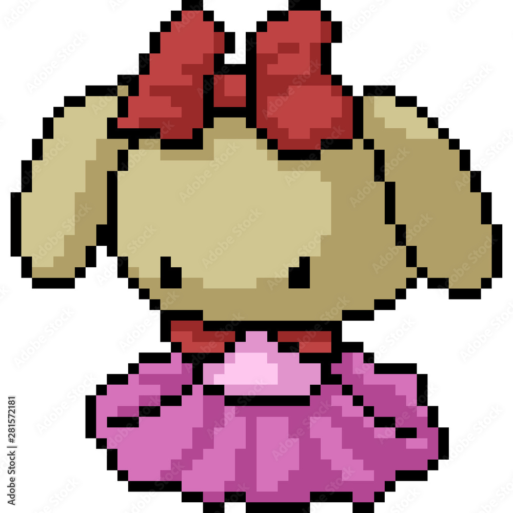 vector pixel art bunny doll