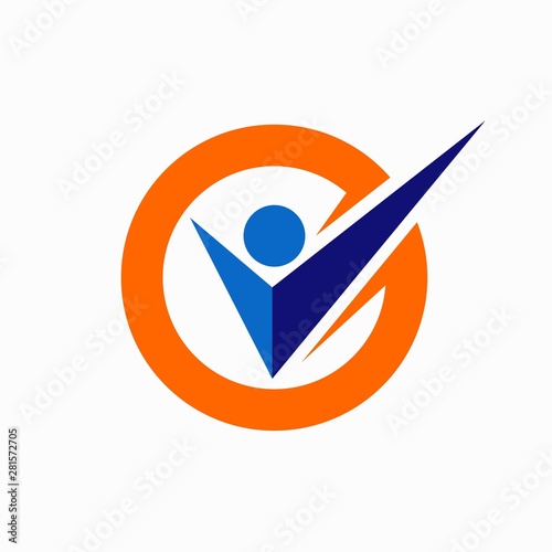 checkmark logo that formed silhouette people