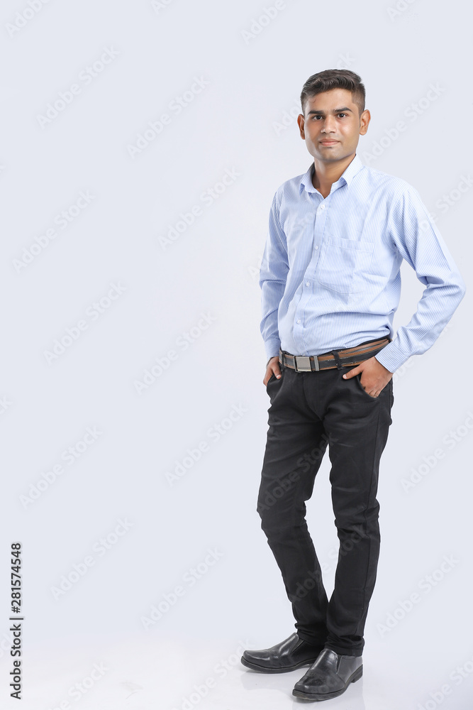 young indian man Standing over white background young indian man Standing over white background
