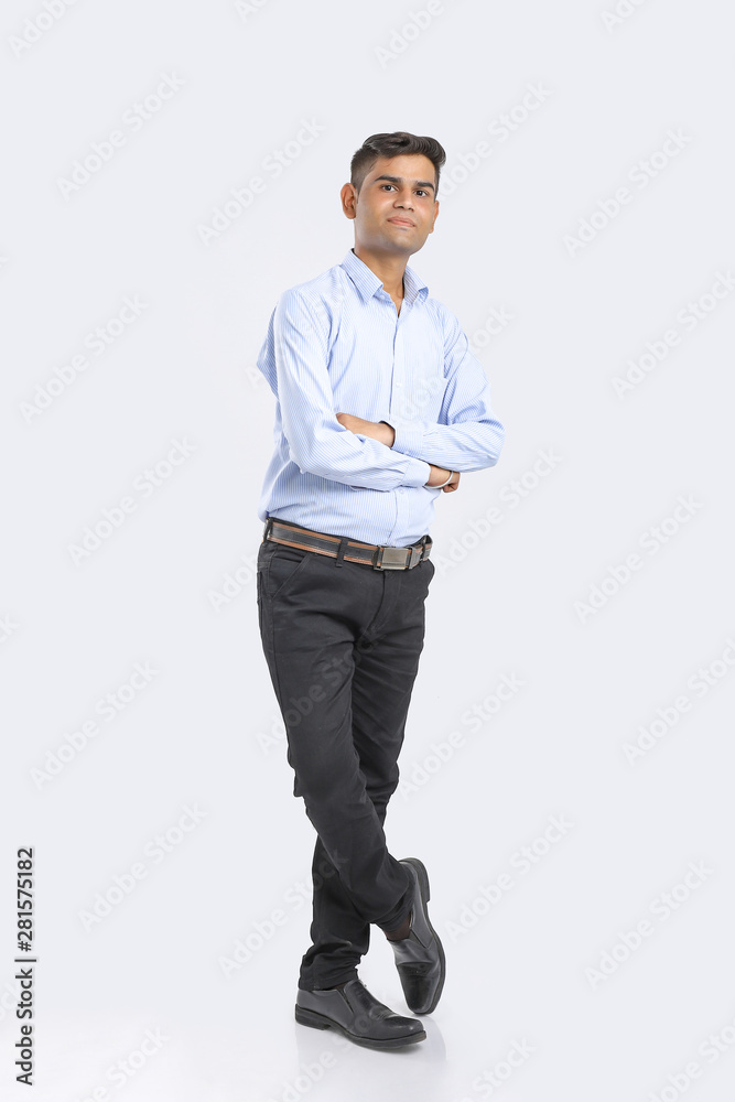 young indian man Standing over white background young indian man Standing over white background
