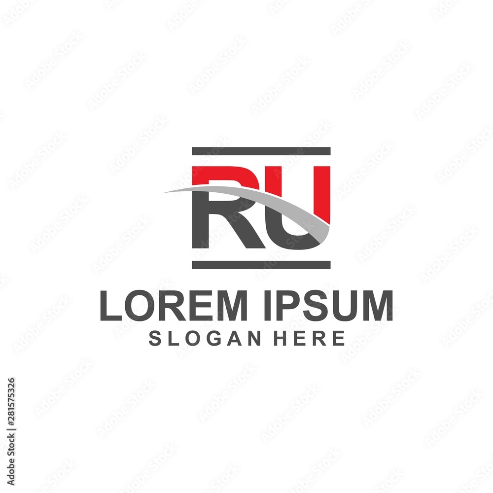 logo design letter r u brand template elegant