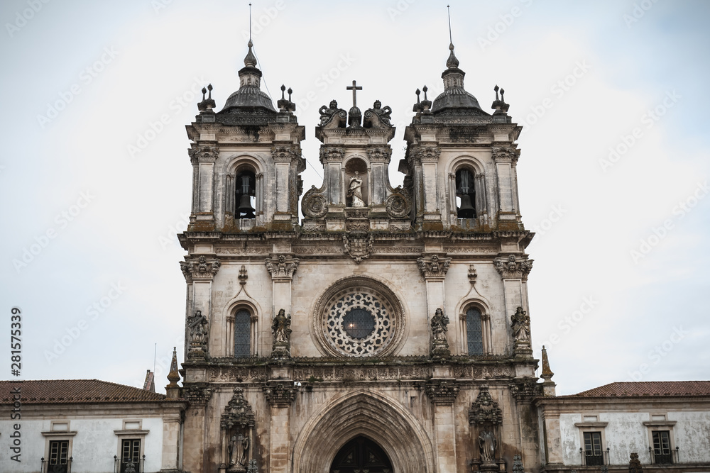architectural detail of the monastery of Alcobaca, Portugal