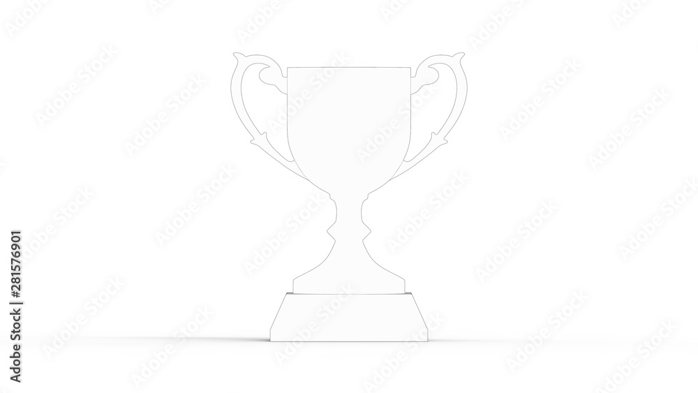3D rendering of a prize trophy isolated in white studio background 3D rendering of a prize trophy isolated in white studio background