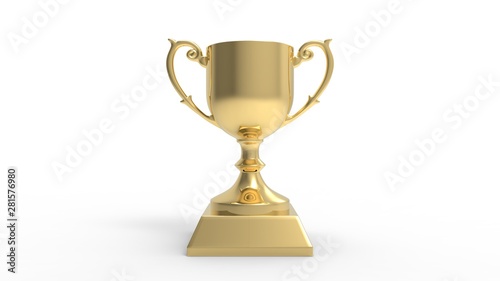 3D rendering of a prize trophy isolated in white studio background