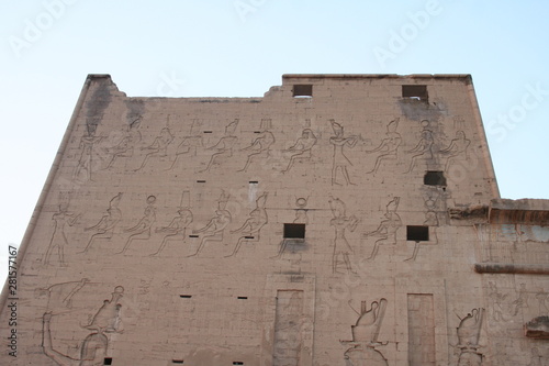 reliefs and hieroglyphs at horus temple of edfu, egypt