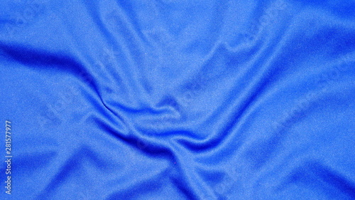 blue silk fabric background, texture of cotton cloth, blue sportswear shirt