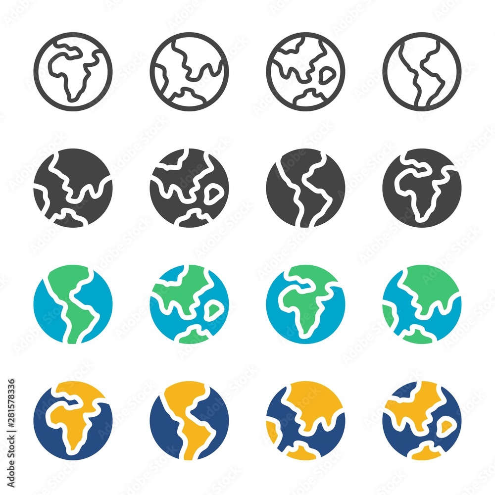 earth and globe in flat,outline,day mode,night mode style icon set,vector and illustration earth and globe in flat,outline,day mode,night mode style icon set,vector and illustration