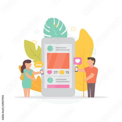 Social media Vector illustration in flat style