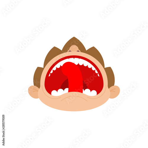Boy crying open mouth. Child tantrum vector illustration