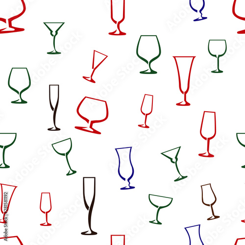 Wine glasses seamless background