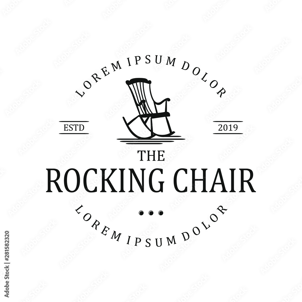 Rocking chair vintage logo interior old furniture Stock 벡터 Adobe Stock